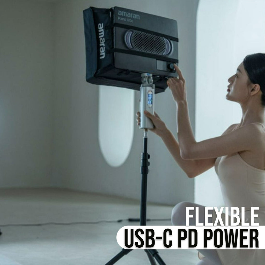 amaran Pano 120c 120W RGBWW Full Color Panel Charcoal Light Creator Kit Bundle
