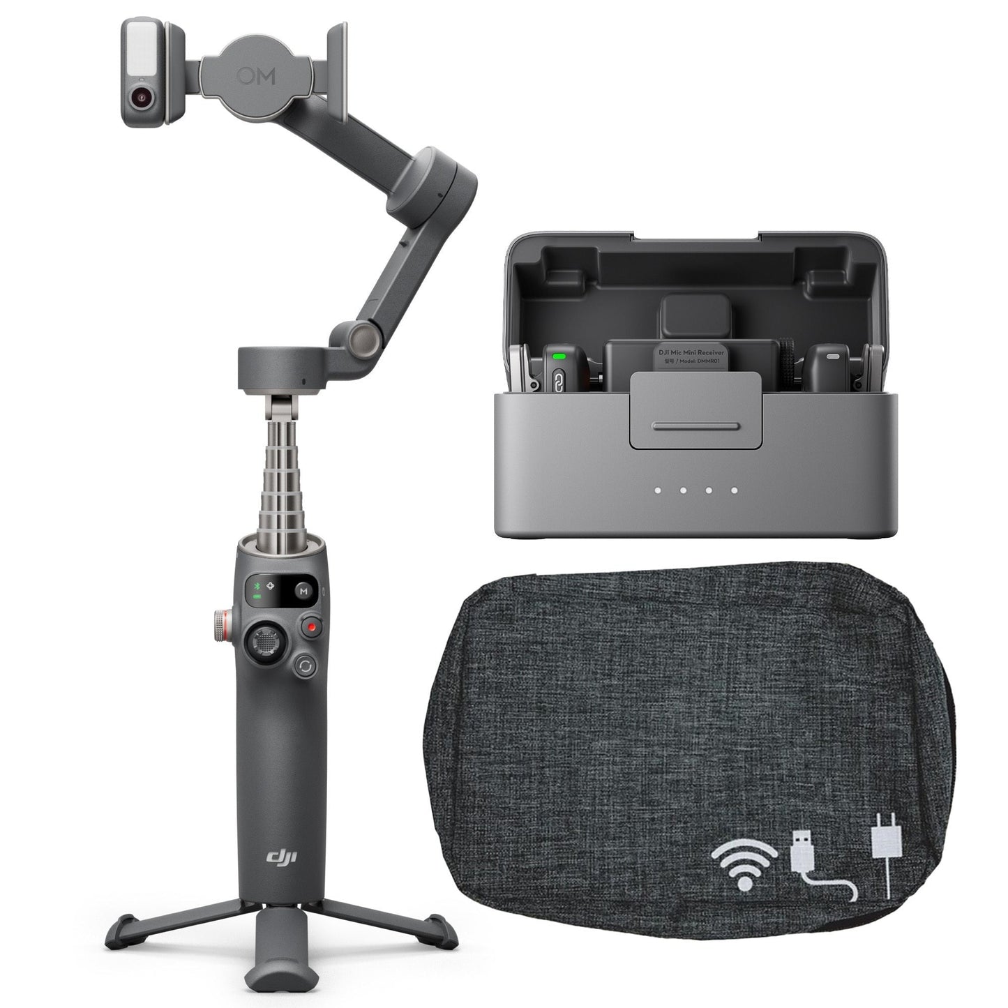 DJI Osmo Mobile 7P Gimbal with DJI Mic Mini (2 TX + 1 RX + Case) and Travel Case