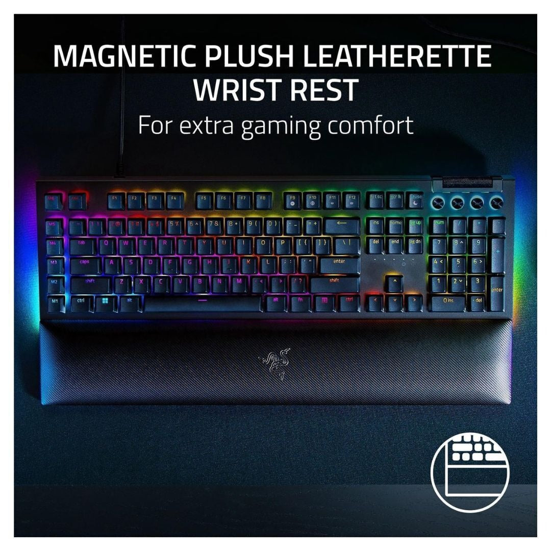 Razer BlackWidow V4 Green Switch Gaming Keyboard, RZ03-04690200, 104 Keys, Black (Certified Refurbished)
