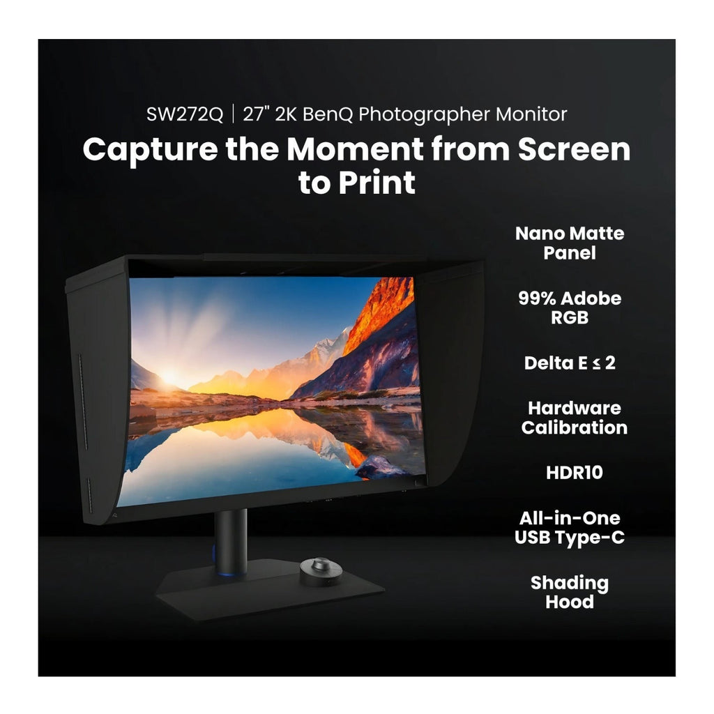 BenQ PhotoVue SW272Q 27-Inch 1440p HDR Monitor (Black) Bundle