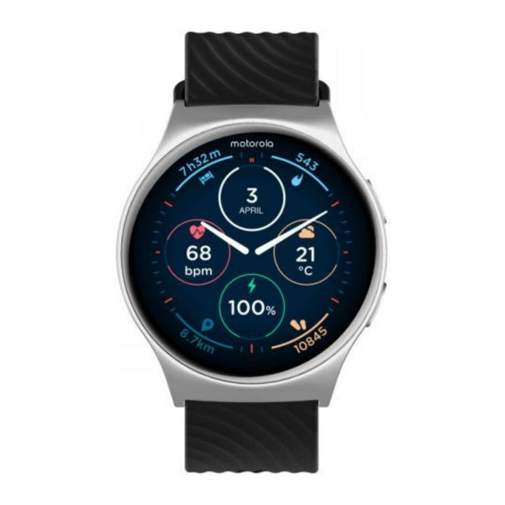 Motorola Moto 120 Bluetooth Smartwatch with AMOLED Display and Google Fit (Glacier Silver)