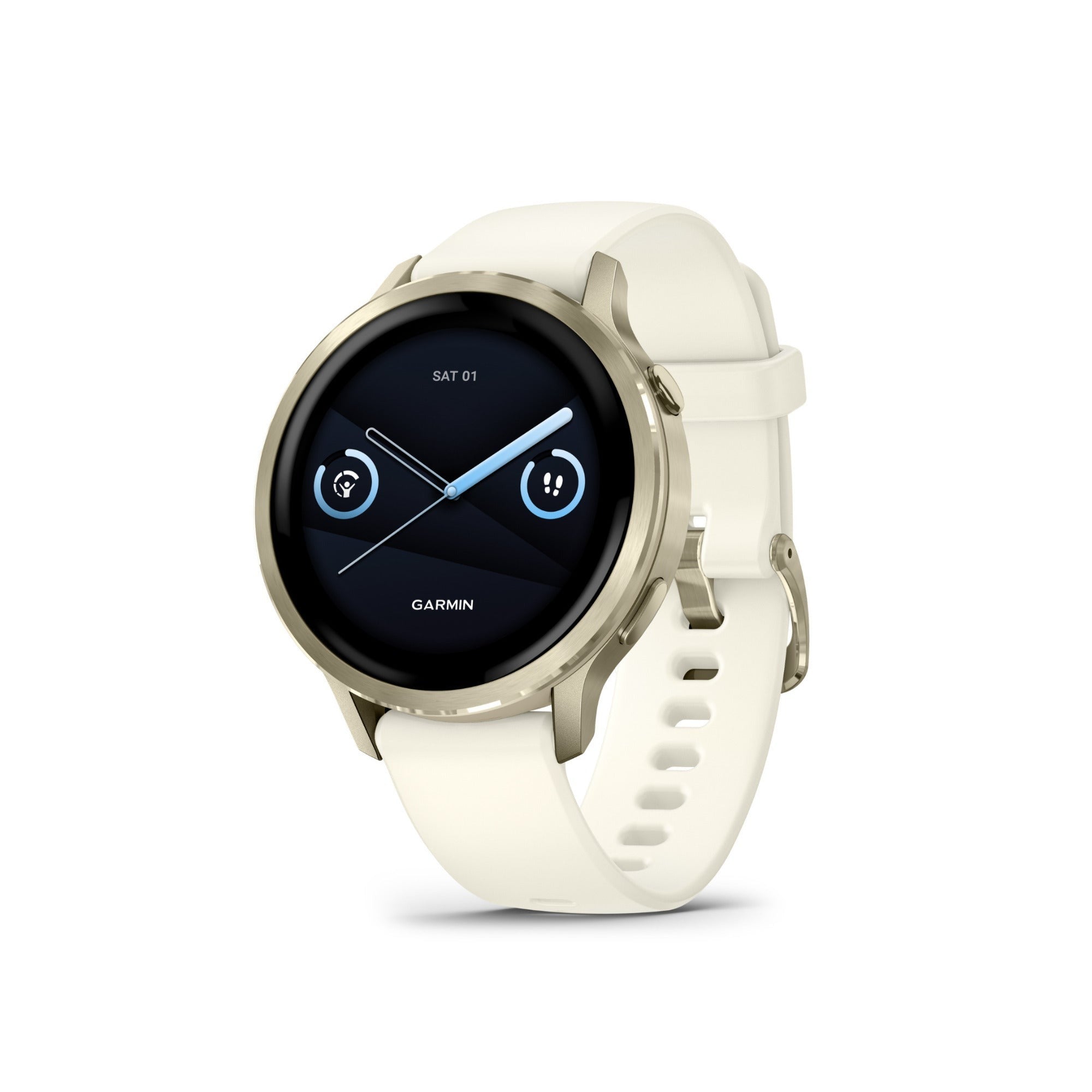 Garmin Venu 4 41mm AMOLED (Lunar Gold/Bone) GPS Smartwatch with Earbuds Bundle