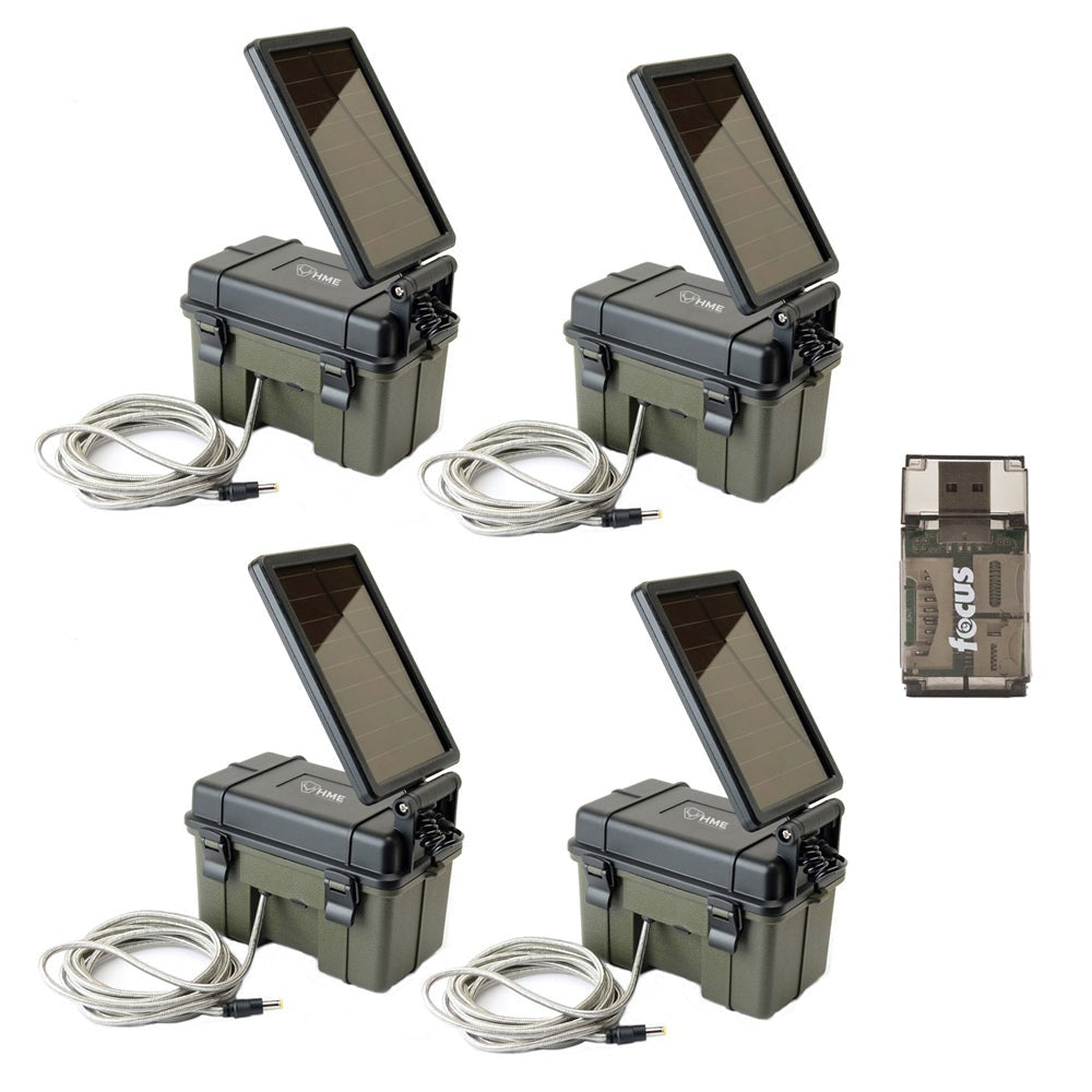 Hunting Made Easy (HME)-12VBBSLR Trail Cam Solar Auxiliary Power Pack, 4-Pack