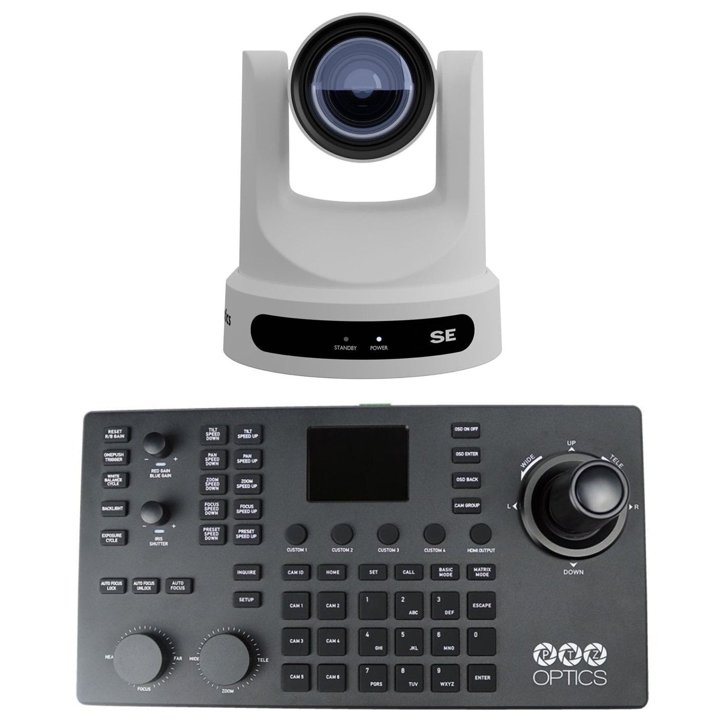 PTZOptics Move SE 30x FHD Advanced PTZ Auto-Tracking Camera (2-Pack) with Joystick Controller Bundle