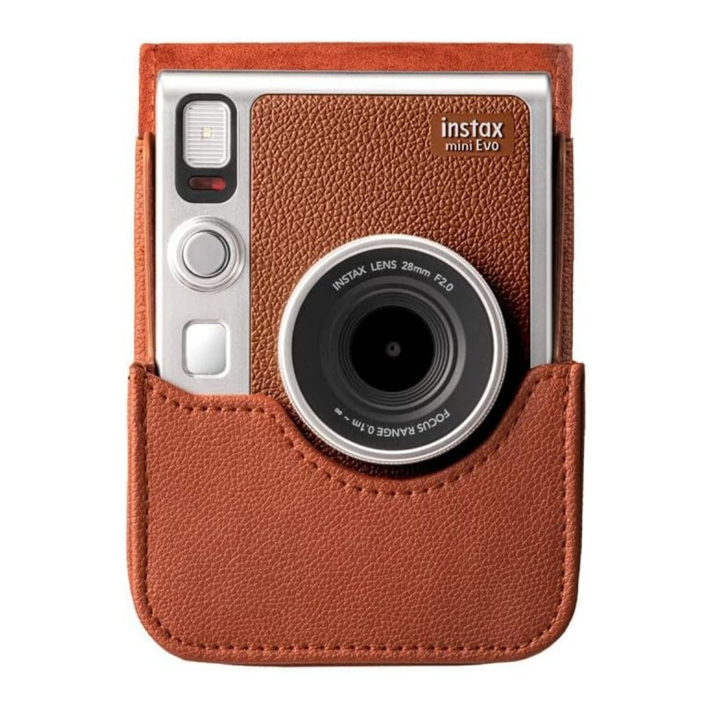 Fujifilm Instax Mini Evo Poly-Synthetic Leather Camera Case with Debossed Logo (Brown)