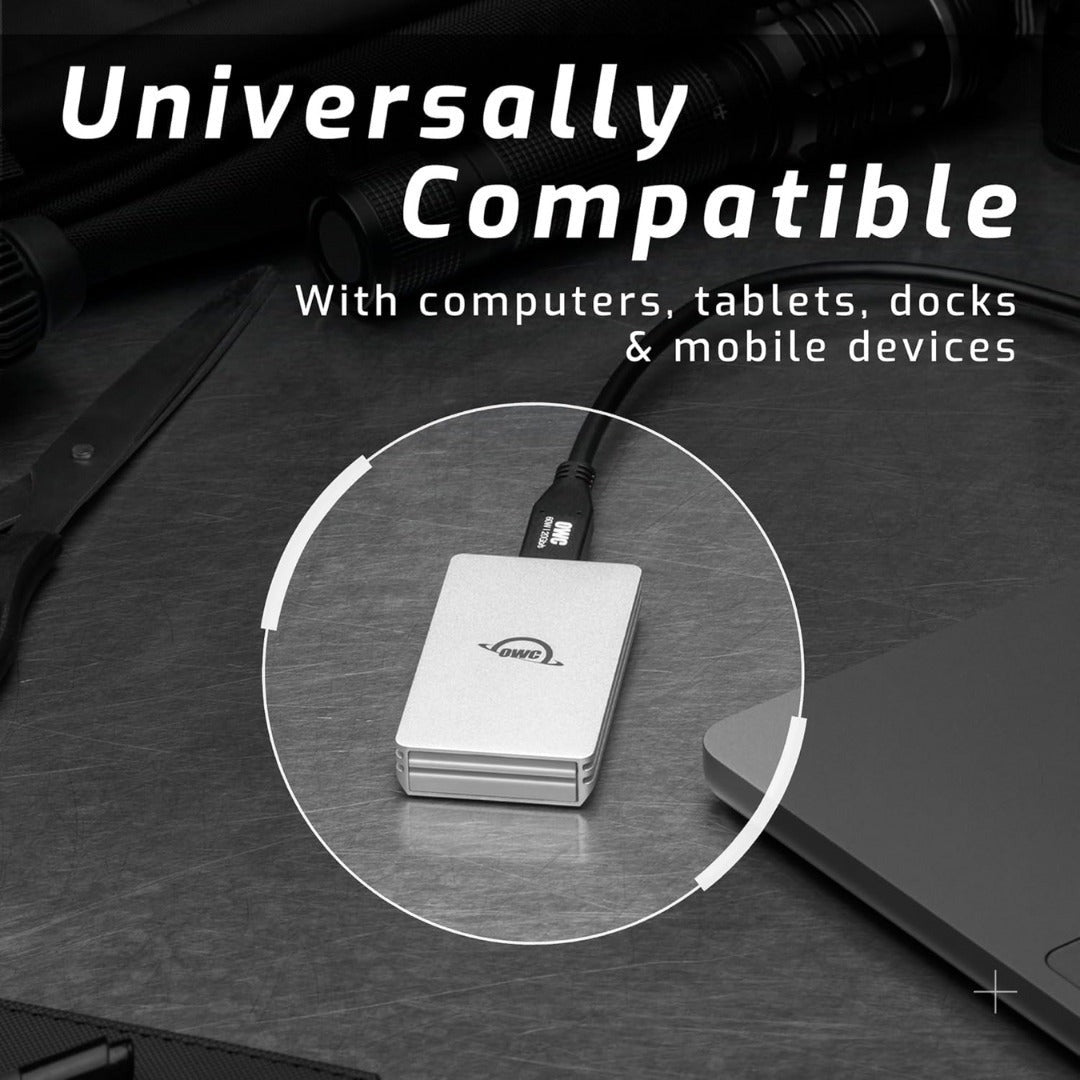 OWC Envoy 1TB Ultra-Portable USB-C NVMe SSD with 1000 MBPS Transfer Speed (Silver) Bundle