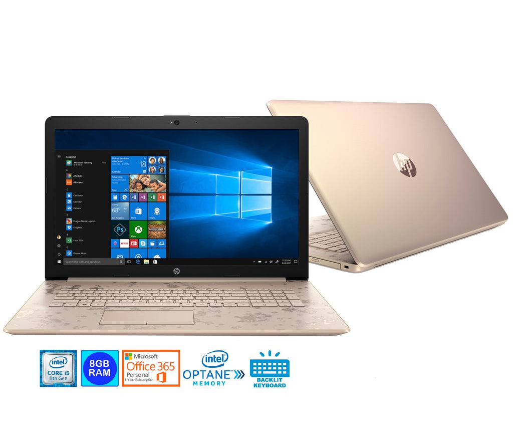 HP 17-BY0031-CY 17.3" HD+ Laptop, Intel Core i5-8250U, 8GB RAM, 1TB HDD + 16GB Intel Optane, Microsoft Office 365 (1-Year) (Certified Refurbished)