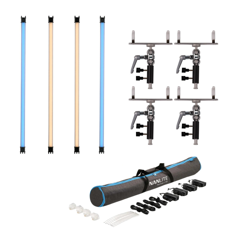 Nanlite PavoTube II 30C 4' LED Tube 4-Light Kit Bundle with Pavotube Holder