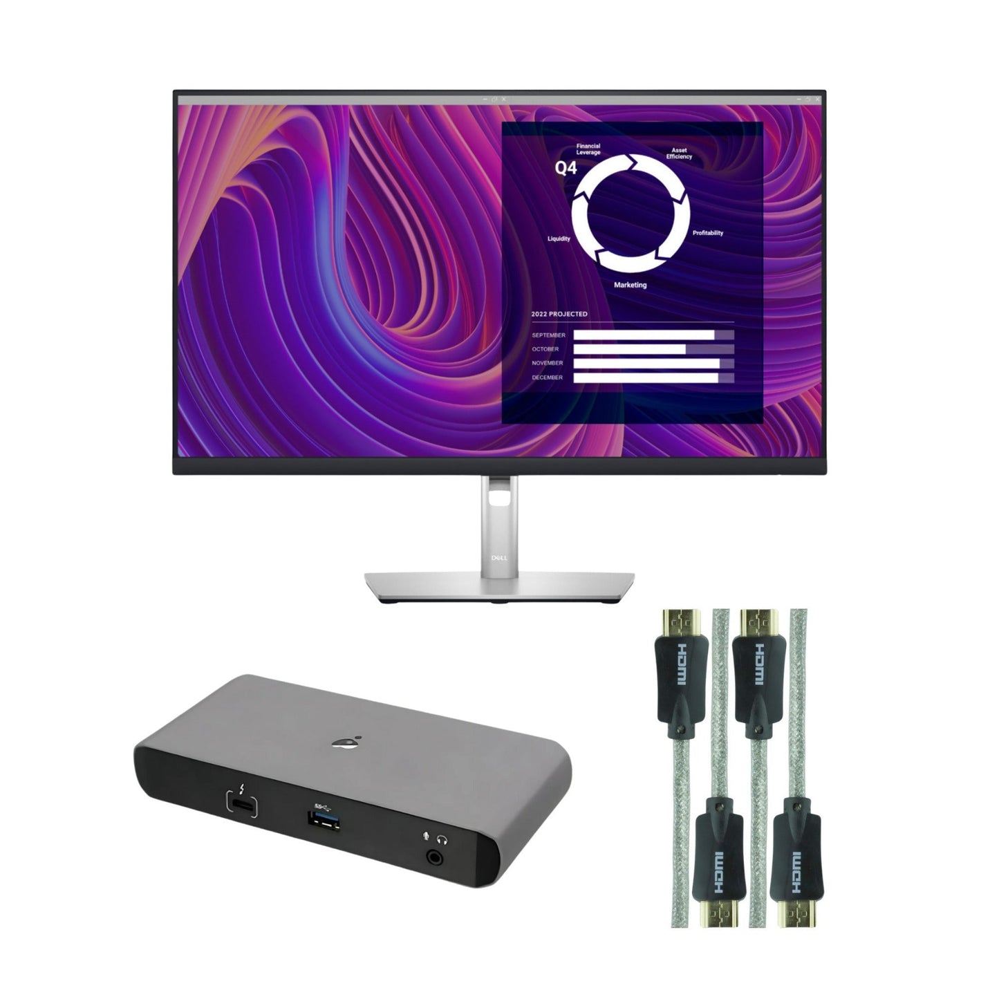Dell P2723D 27-Inch Monitor (Black) with Docking Station, HDMI Cable (3 Items)