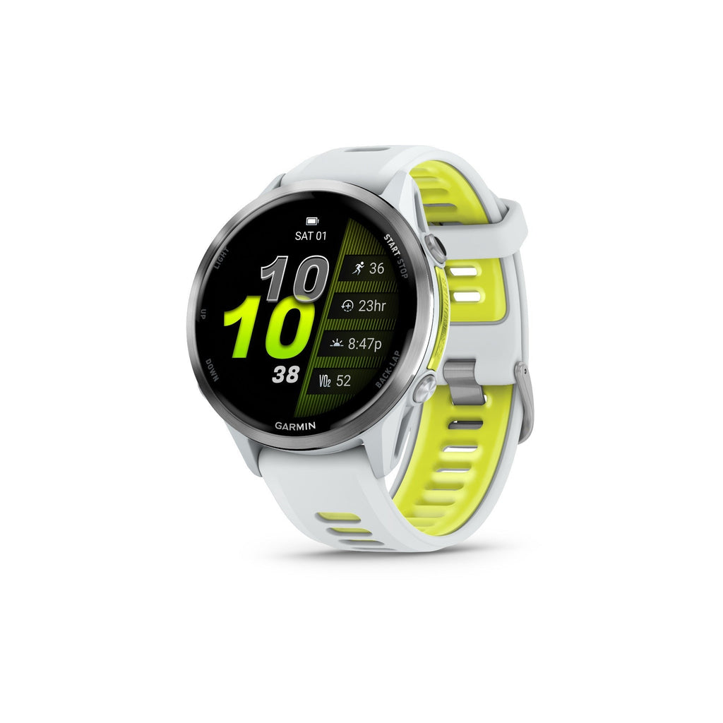 Garmin Forerunner 970 Titanium DLC and Whitestone/Translucent Amp Yellow Band