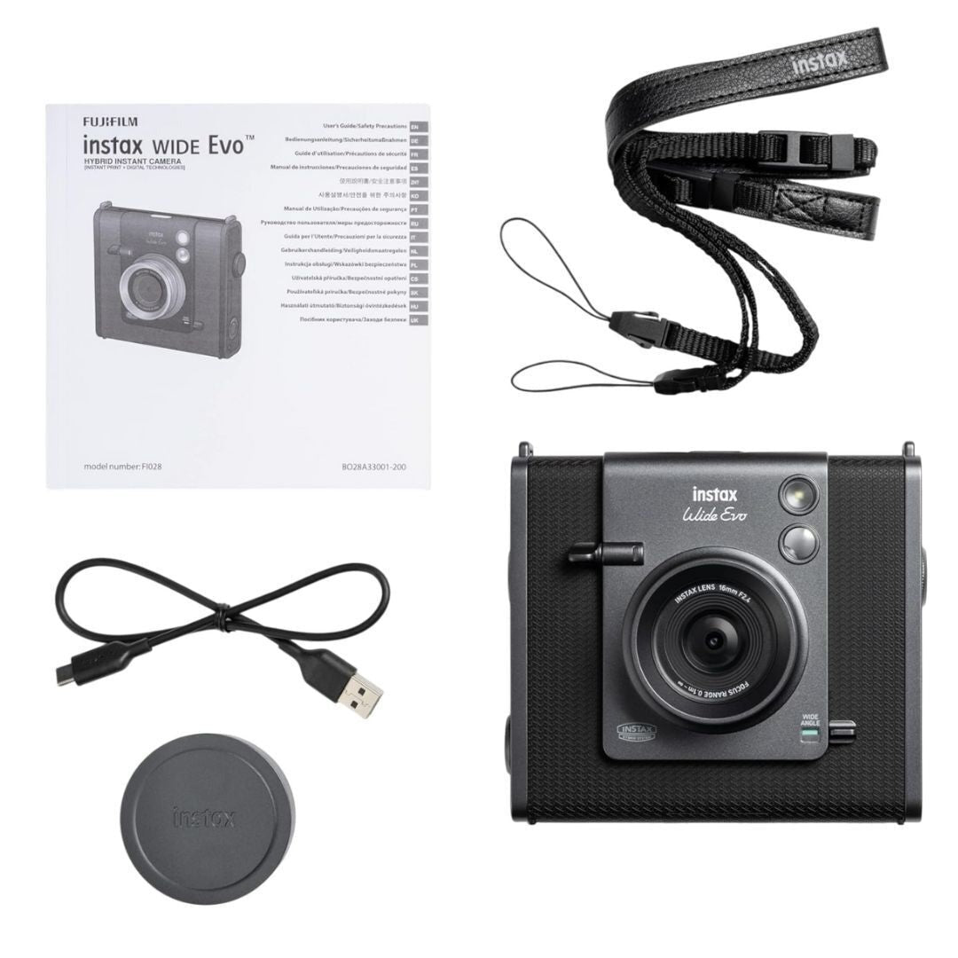 Fujifilm Instax WIDE Evo Instant 16MP Black Gray Film Camera with Lens Effects (Open Box)