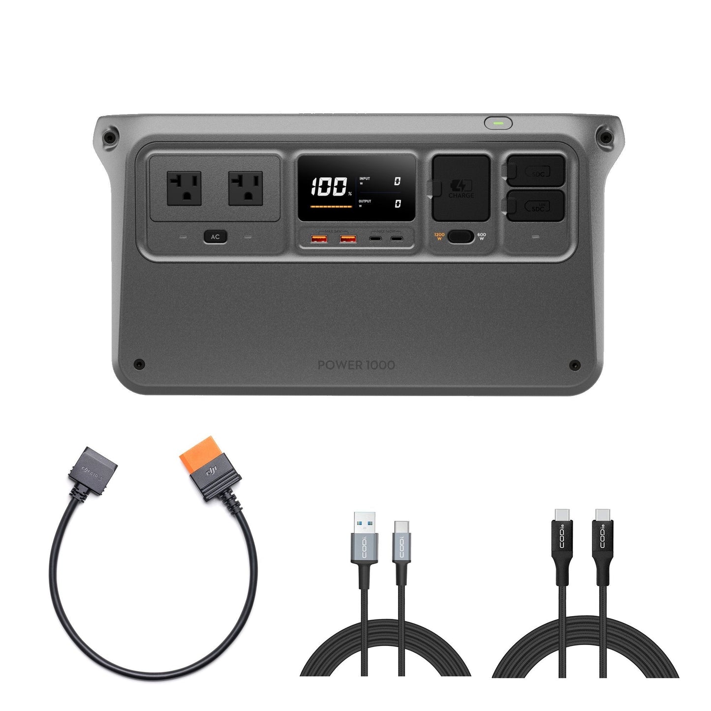 DJI Power 1000 with SDC to Air 3 Fast Charge Cable and Two Charge Cables Bundle