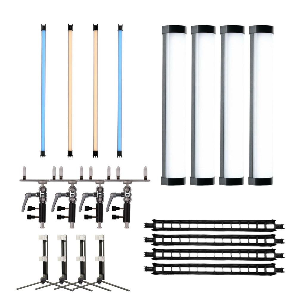Nanlite PavoTube II 30C 4' LED Tube 4 Light Kit and Accessories Bundle