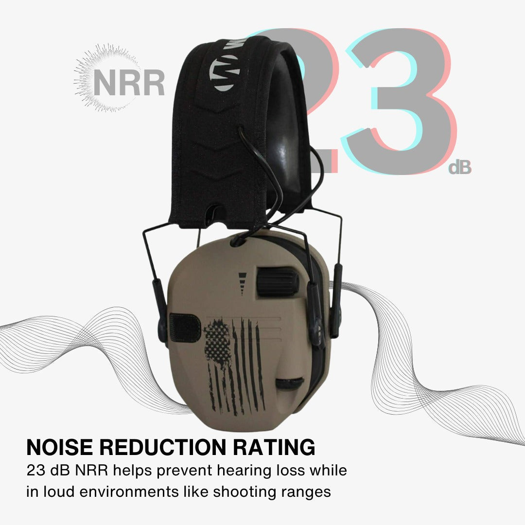 Walker's Razor Digital Ear Muffs (US Flag-FDE) with Walkie/Talkie Bundle