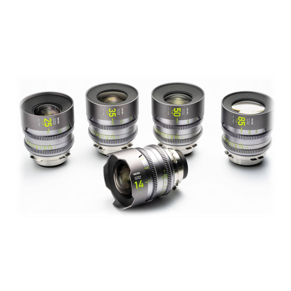 NiSi ATHENA PRIME Rewind Full Frame Cinema Lens Kit with 5 Lenses (14mm, 25mm, 35mm, 50mm, 85mm) and Hard Case (PL Mount)