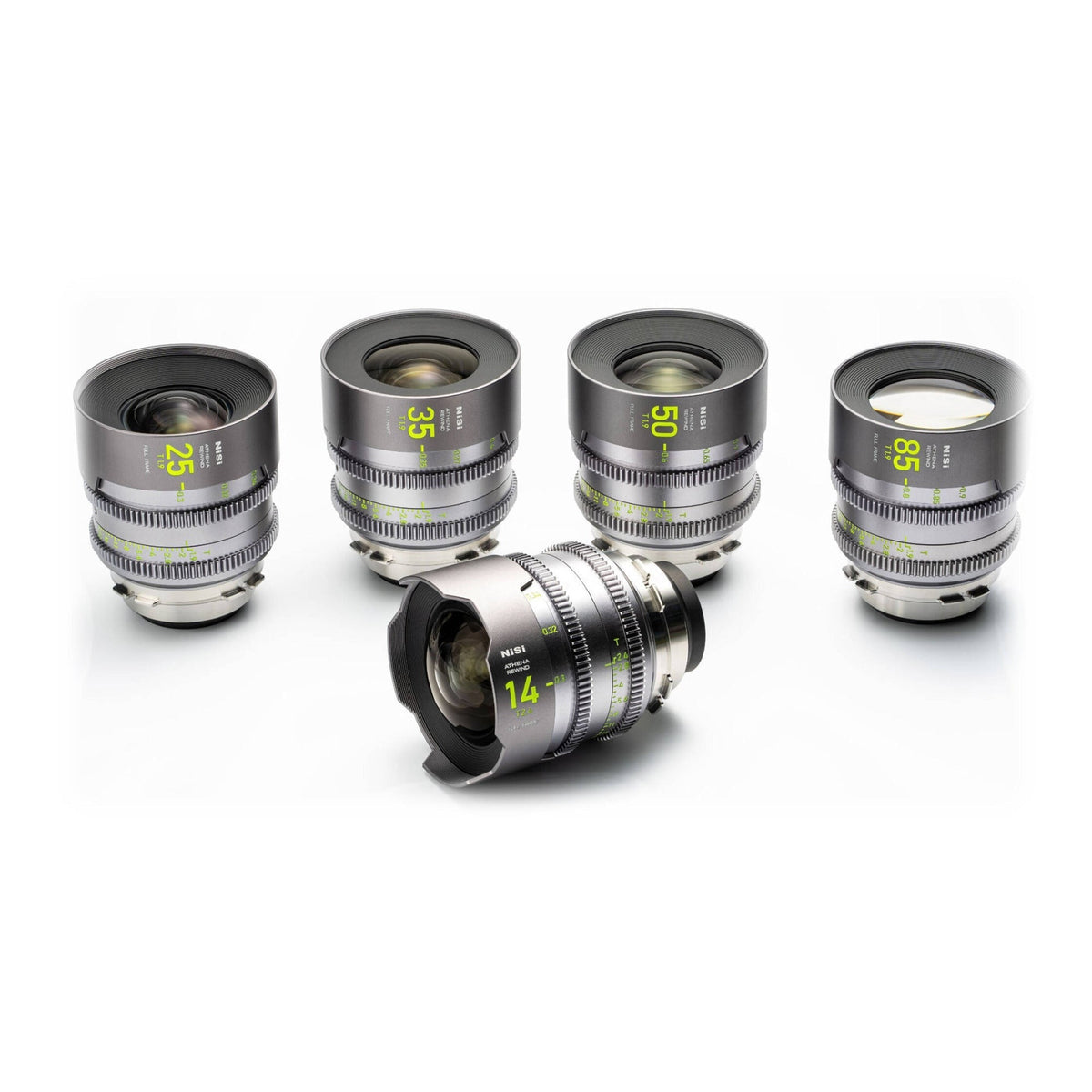 NiSi ATHENA PRIME Rewind Full Frame Cinema Lens Kit with 5 Lenses (14mm, 25mm, 35mm, 50mm, 85mm) and Hard Case (PL Mount)