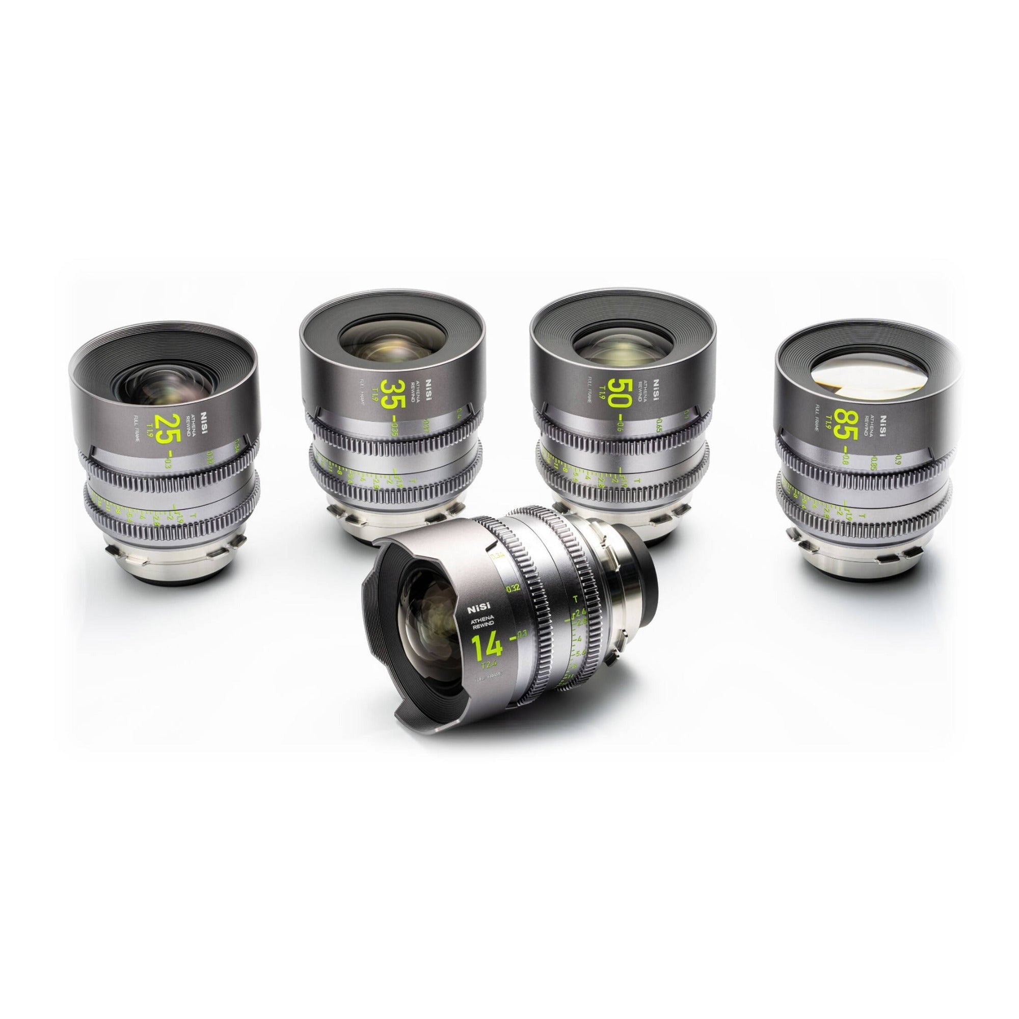 NiSi ATHENA PRIME Rewind Full Frame Cinema Lens Kit with 5 Lenses (14mm, 25mm, 35mm, 50mm, 85mm) and Hard Case (PL Mount)