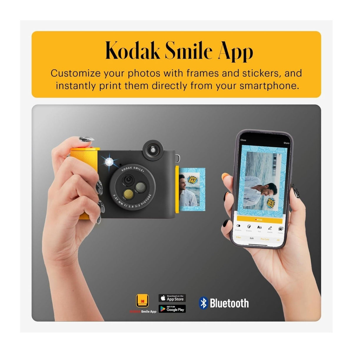 KODAK Smile+ Digital Instant Print Camera with Effect-changing Lens (Black)