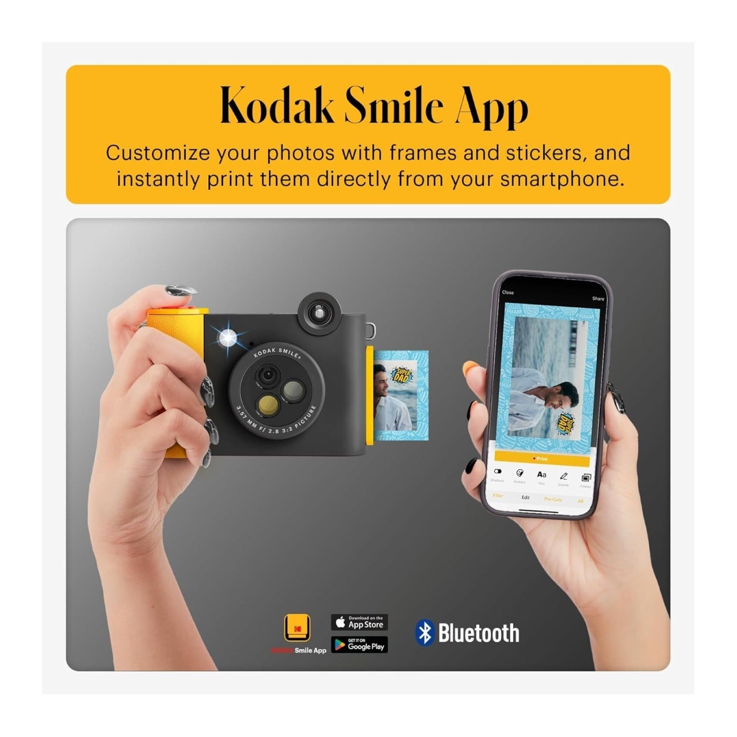 KODAK Smile+ Digital Instant Print Camera with Effect-changing Lens (Black)