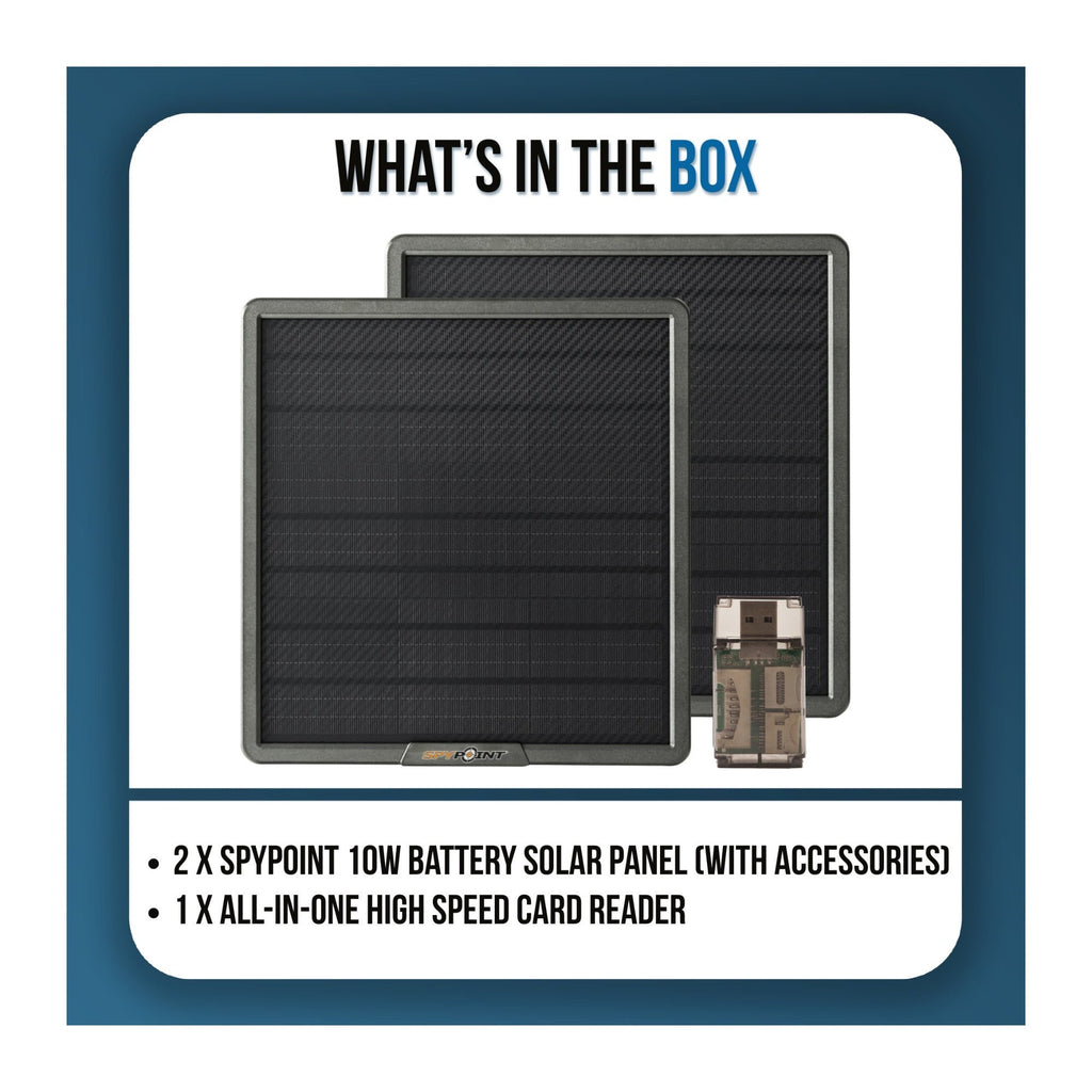 Spypoint SPLB-22 10-Watts Lithium Battery Solar Panel Bundle with High-Speed Card Reader (2-Pack)