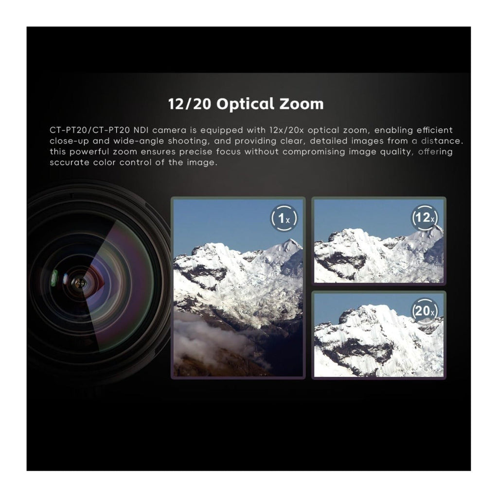 CineTreak CT-PT12 PTZ Camera - 1080p60, 12x Optical Zoom with AI Human Tracking