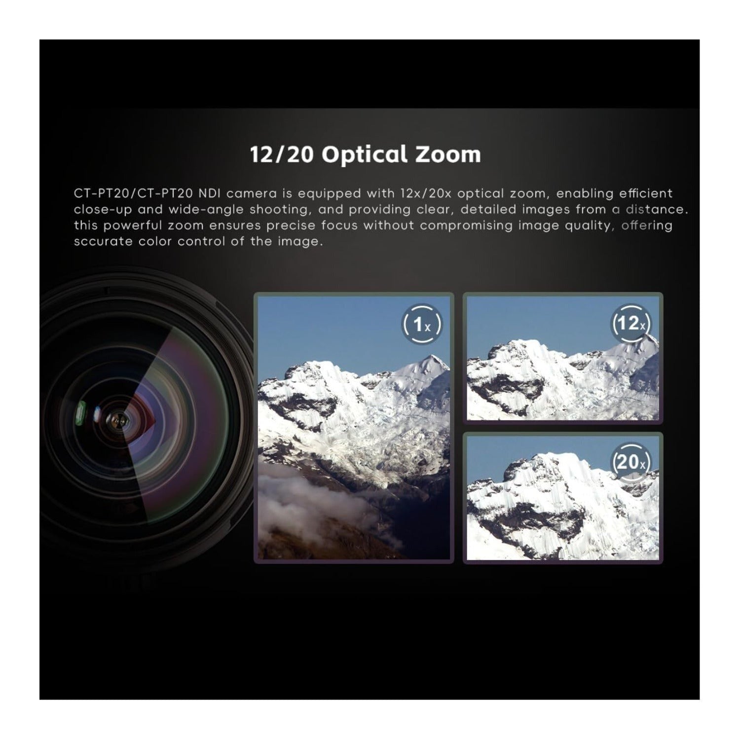 CineTreak CT-PT12 PTZ Camera - 1080p60, 12x Optical Zoom with AI Human Tracking