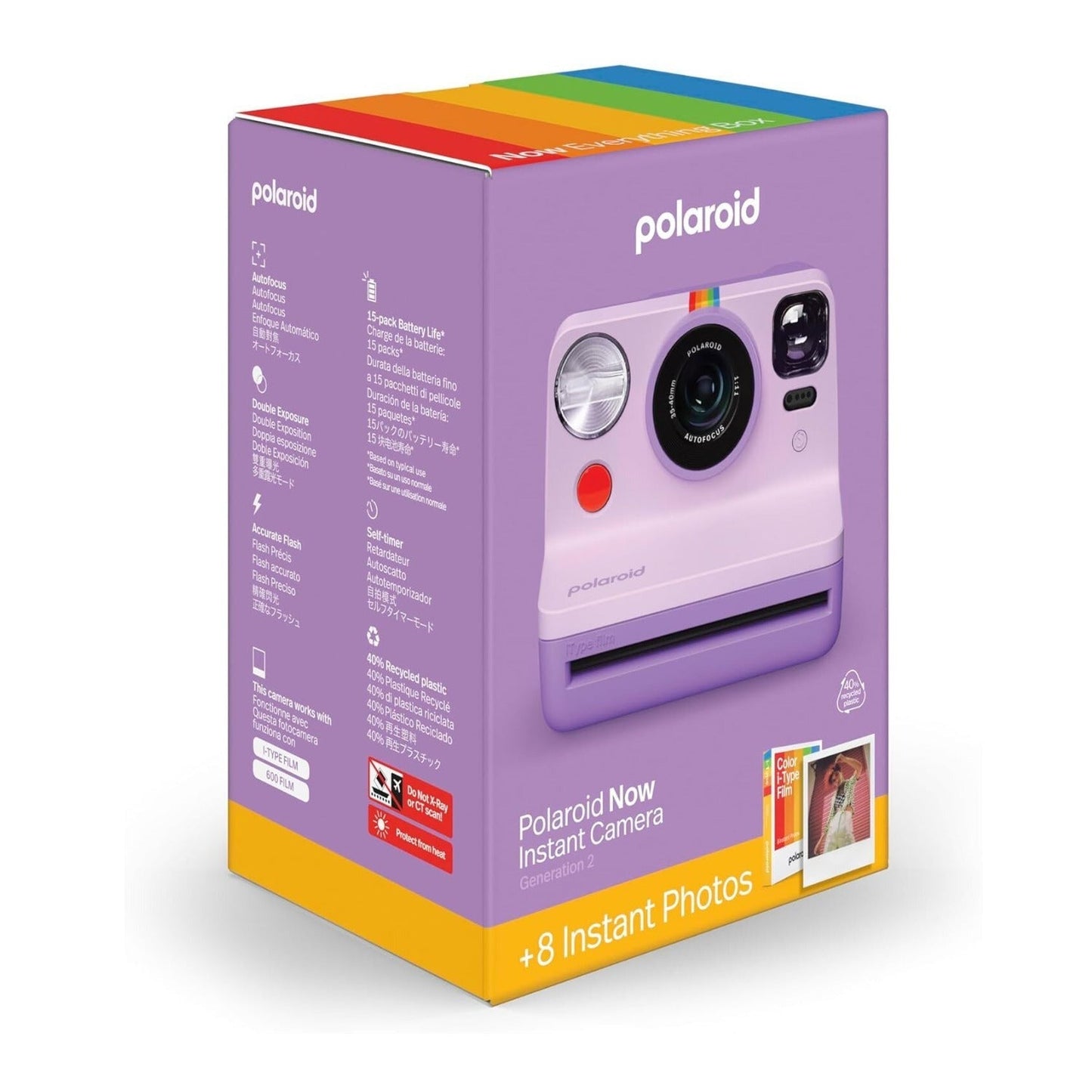 Polaroid Now Generation 2 Instant Camera with I-Type Film Bundle (Purple)