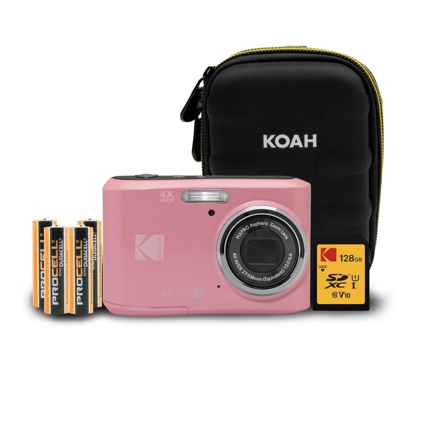 Kodak PixPro FZ45 Friendly Zoom 16MP Digital Camera (Pink) with SD Card and Case