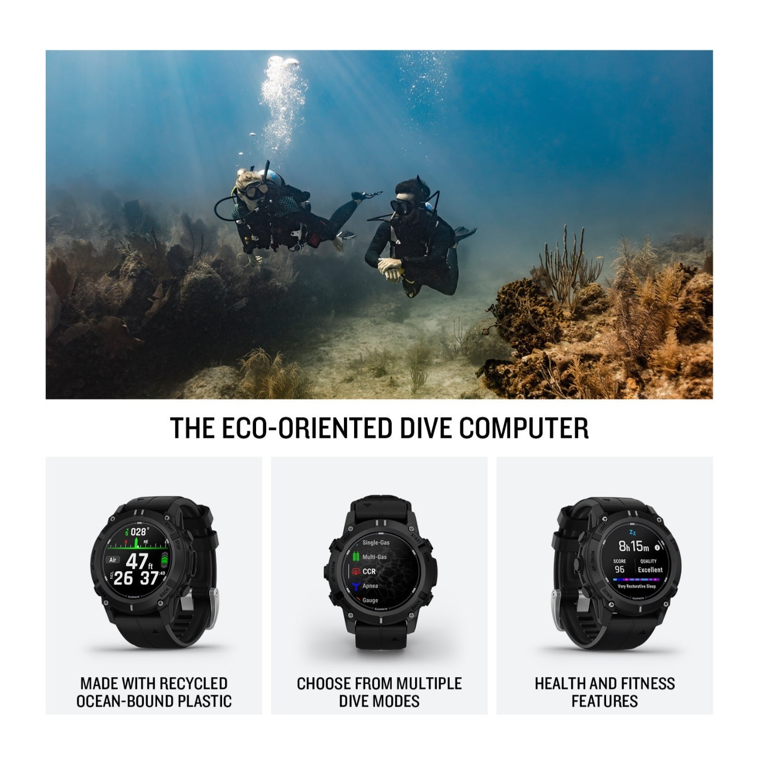 Garmin Descent G2 45mm GPS Dive Smart Watch Black with T2 Transceiver Bundle