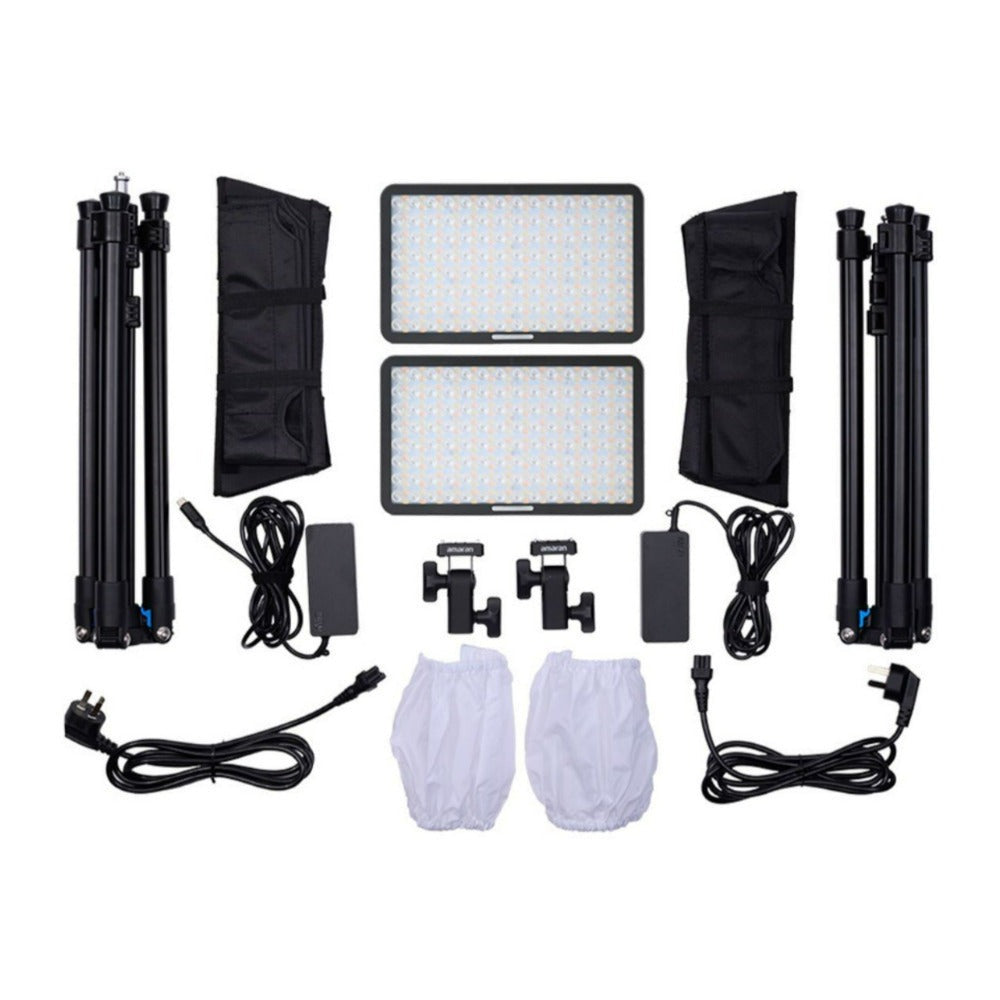 amaran Pano 60c 2-Light Kit (Charcoal) Bundle with Barn Doors