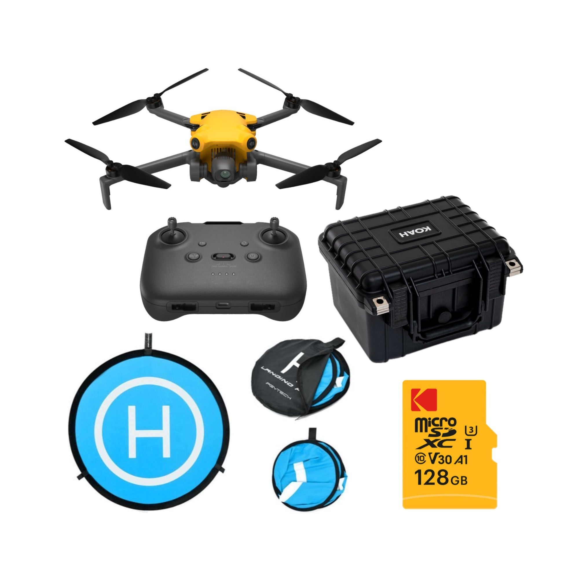 SKYROVER X1 48MP 4K Camera Drone (Yellow) Bundle with Hard Case and Accessories