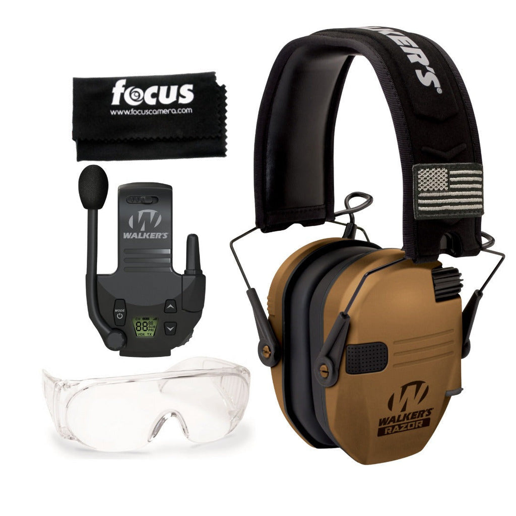 Walkers Razor Walkie Talkie Bundle with Ear Muffs and Accessories