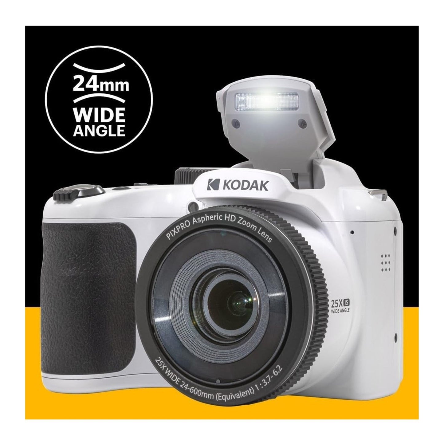 Kodak PIXPRO AZ255 Astro Zoom 16MP Digital Camera (White) with 128GB SDXC Card