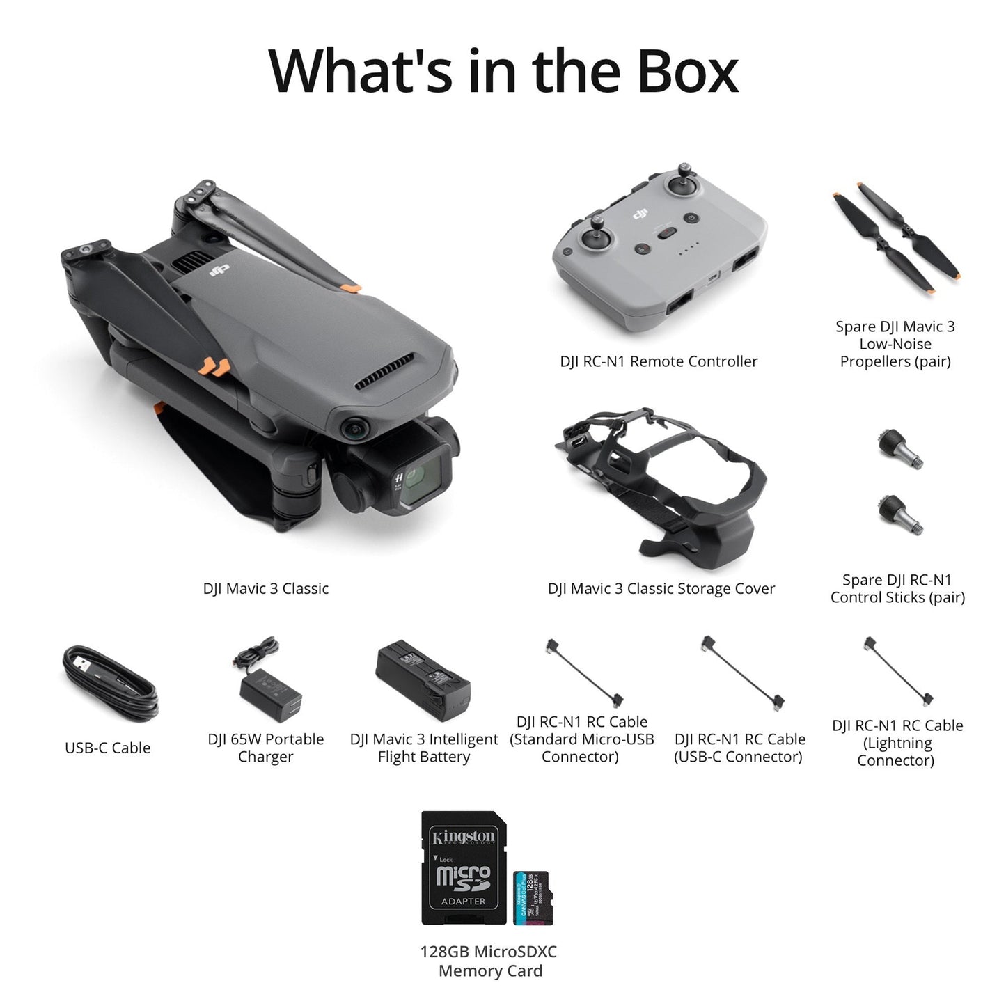 DJI Mavic 3 Classic Camera Drone with RC-N1 Remote and 128GB MicroSD Card