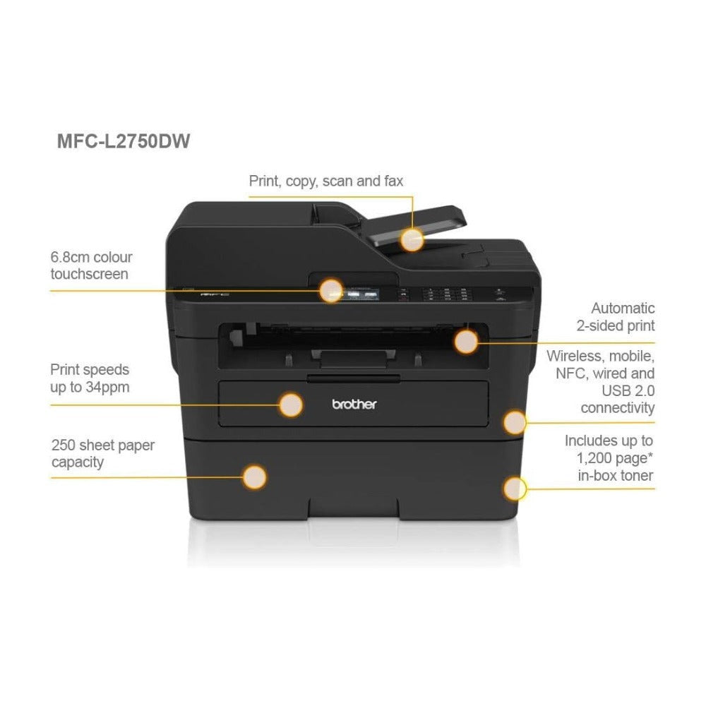 Brother MFC-L2750DW Compact Laser All-in-One Printer