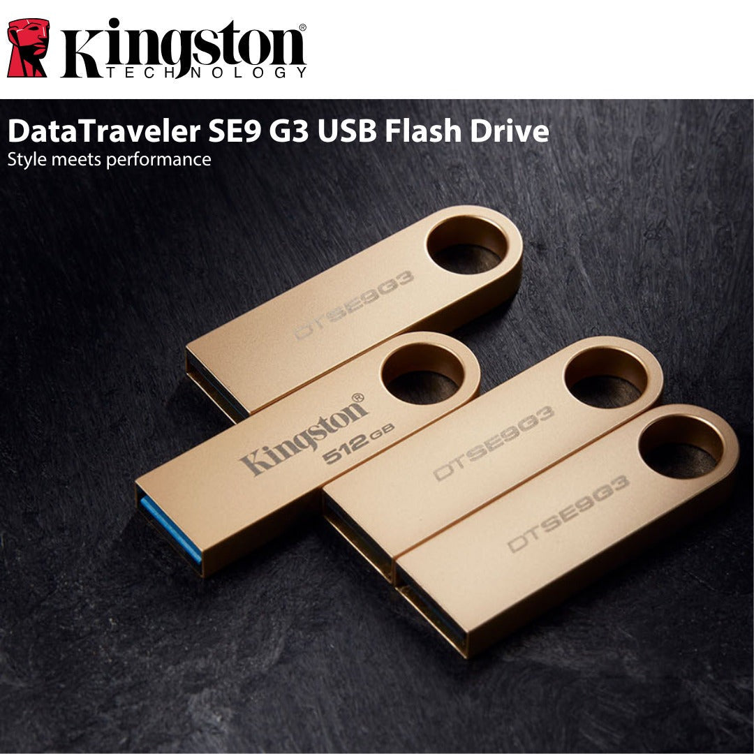 Kingston DataTraveler SE9 G3 USB 3.2 Gen 1 Flash Drive with Gold Casing (128GB) (5-Pack) Bundle