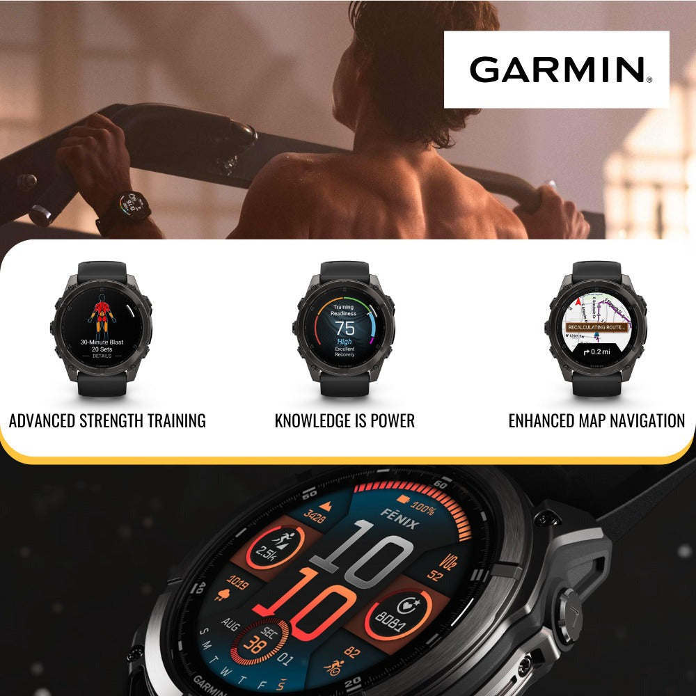 Garmin Fenix 8 51mm GPS Smartwatch with 1.4-Inch AMOLED Display (Slate Gray and Black) Bundle