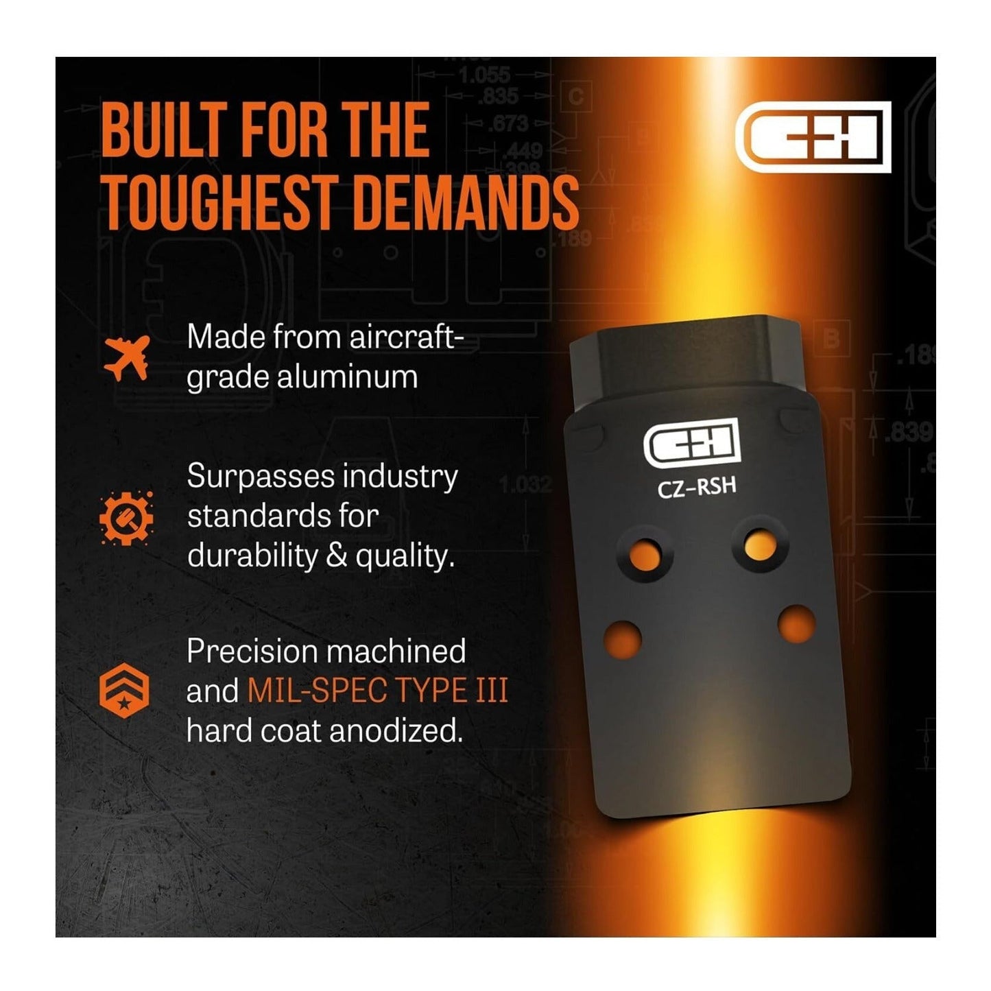 C+H CZ P-10 Red Dot Mounting Plate with Ultra-Thin Design and T-Nut System