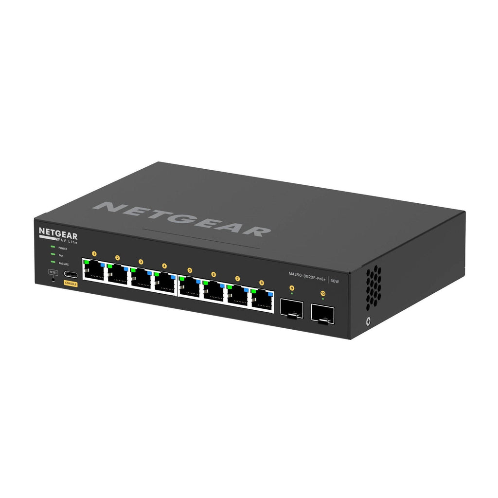 Netgear AV Line M4250 GSM4210PX 8-Port Gigabit PoE+ Compliant Managed AV Switch