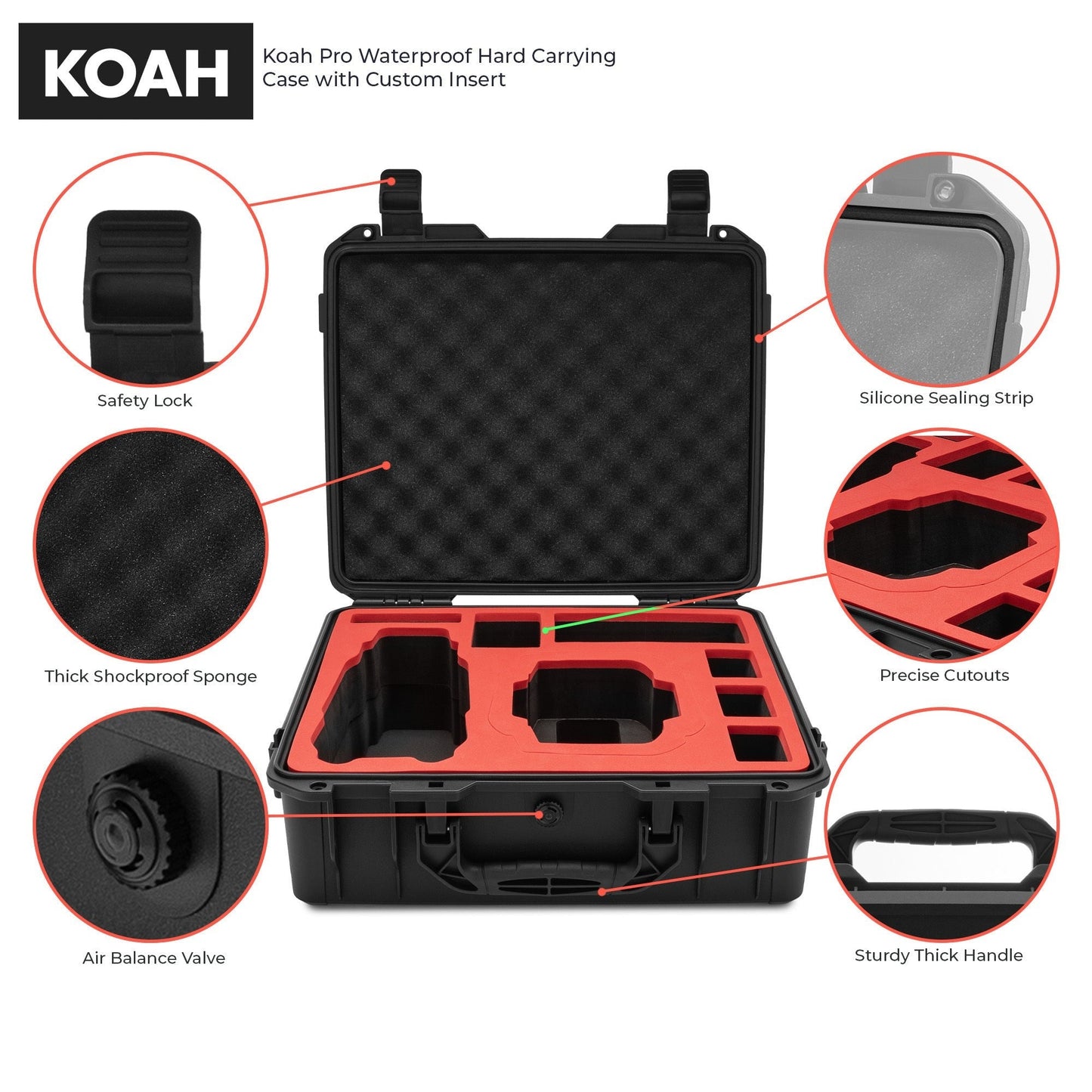 Koah Pro Waterproof Hard Carrying Case with Custom Insert for DJI Mavic 3/3 Pro/3 Classic