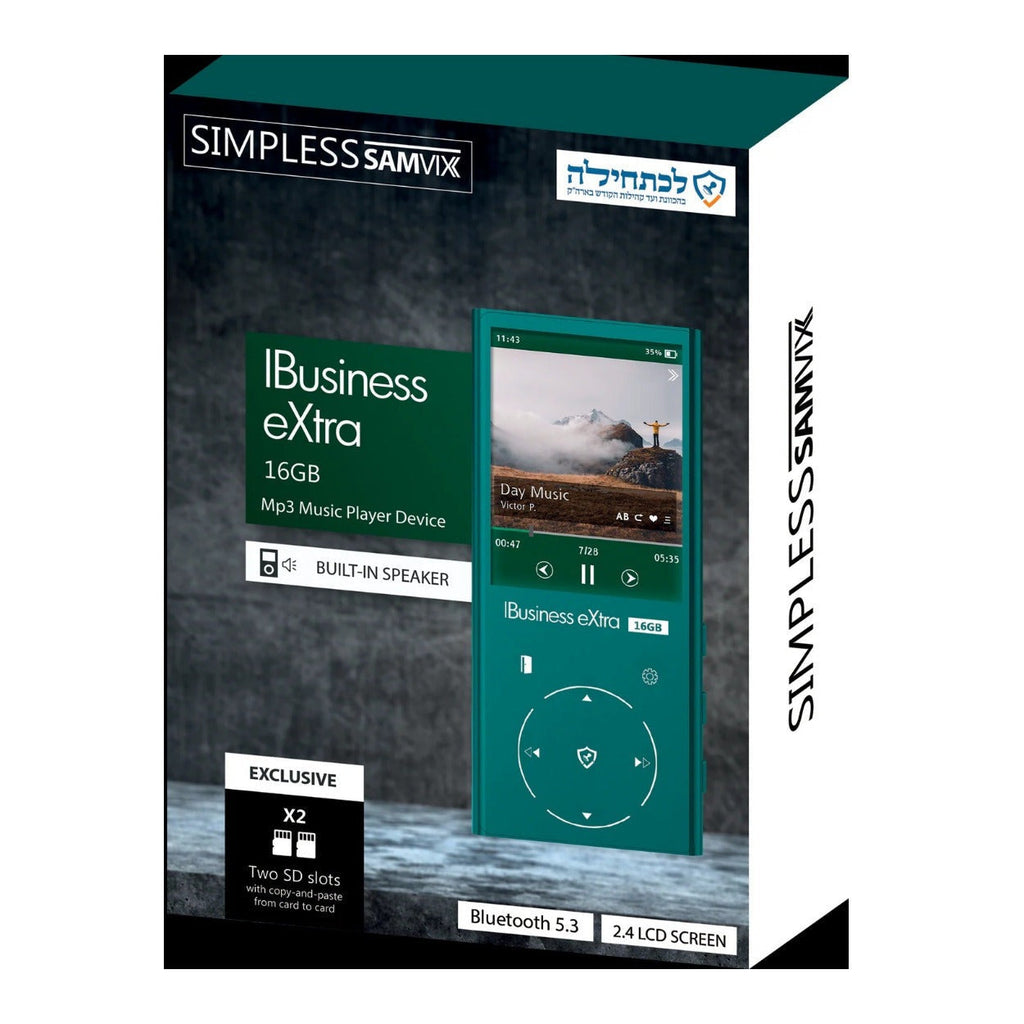 Samvix iBusiness eXtra 16GB Kosher MP3 Player with Dual Micro SD Slots (Green)