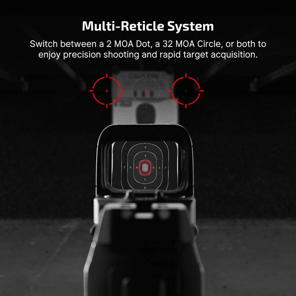 OSIGHT S Multi-Reticle 2 MOA Red Dot and 32 MOA Circle Sight with Charging Cover