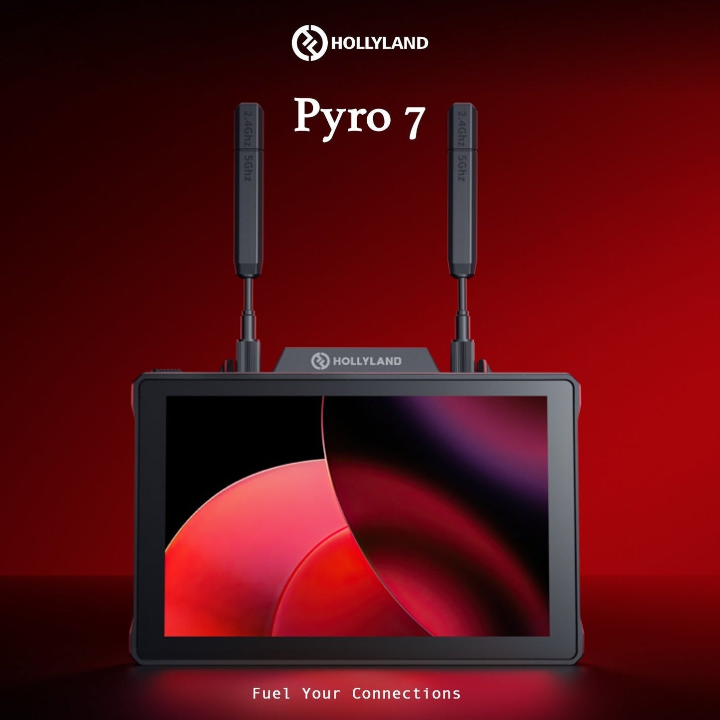 Hollyland Pyro 7 Wireless 7-Inch Monitor with Auto Dual-Band Hopping Tech with Power Adapter Bundle