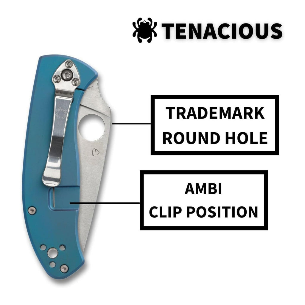 Spyderco Tenacious PlainEdge Folding Pocket Knife with 3.35 Inch 8Cr13MoV Blade