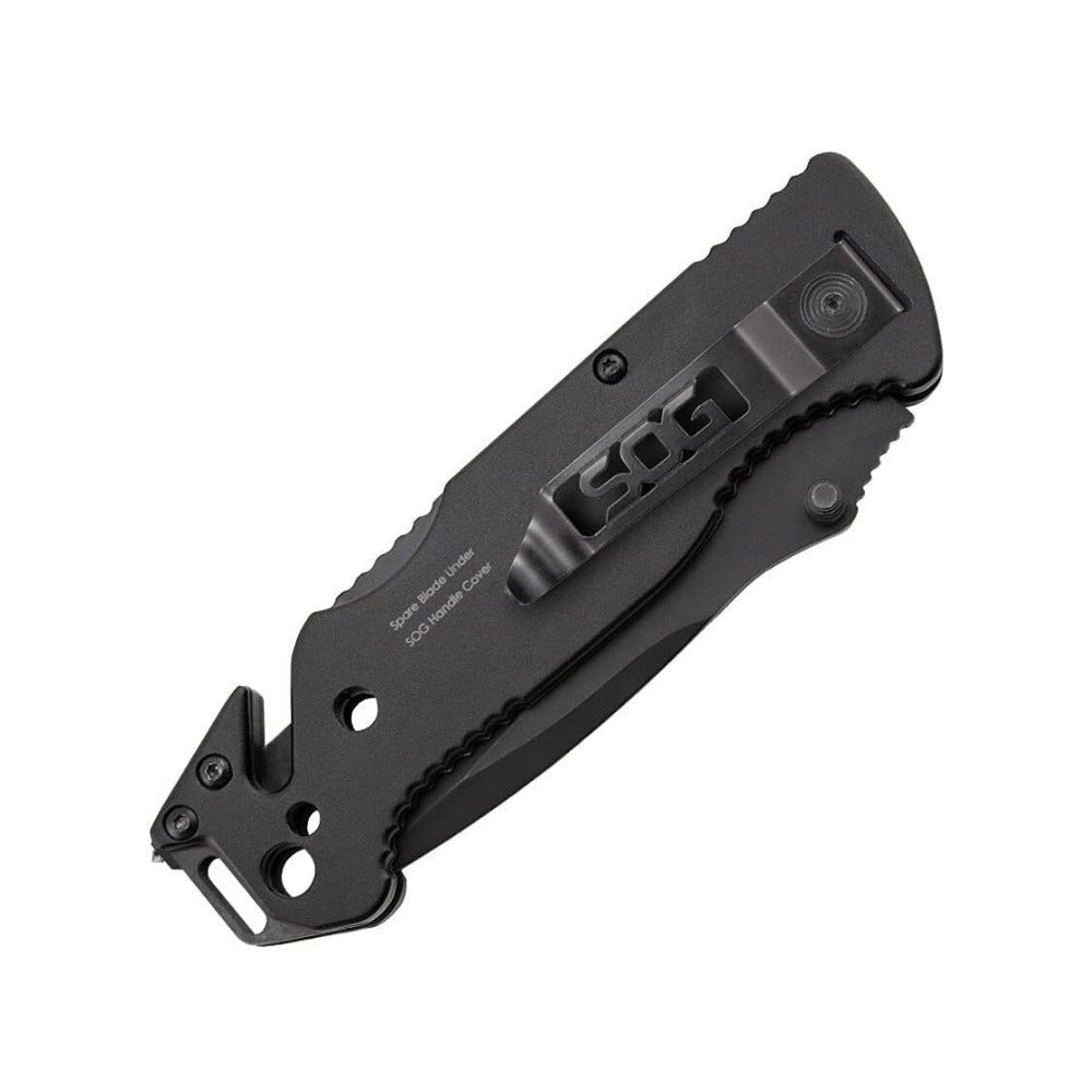 SOG Escape Tactical Folding Knife with 3.4 Serrated Blade (Black)