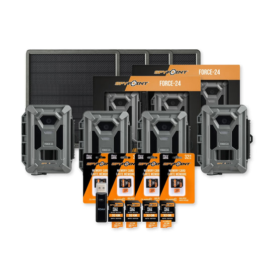 Spypoint Force-24MP Non-Cellular Trail Camera Bundle (4 Pack) with Accessories