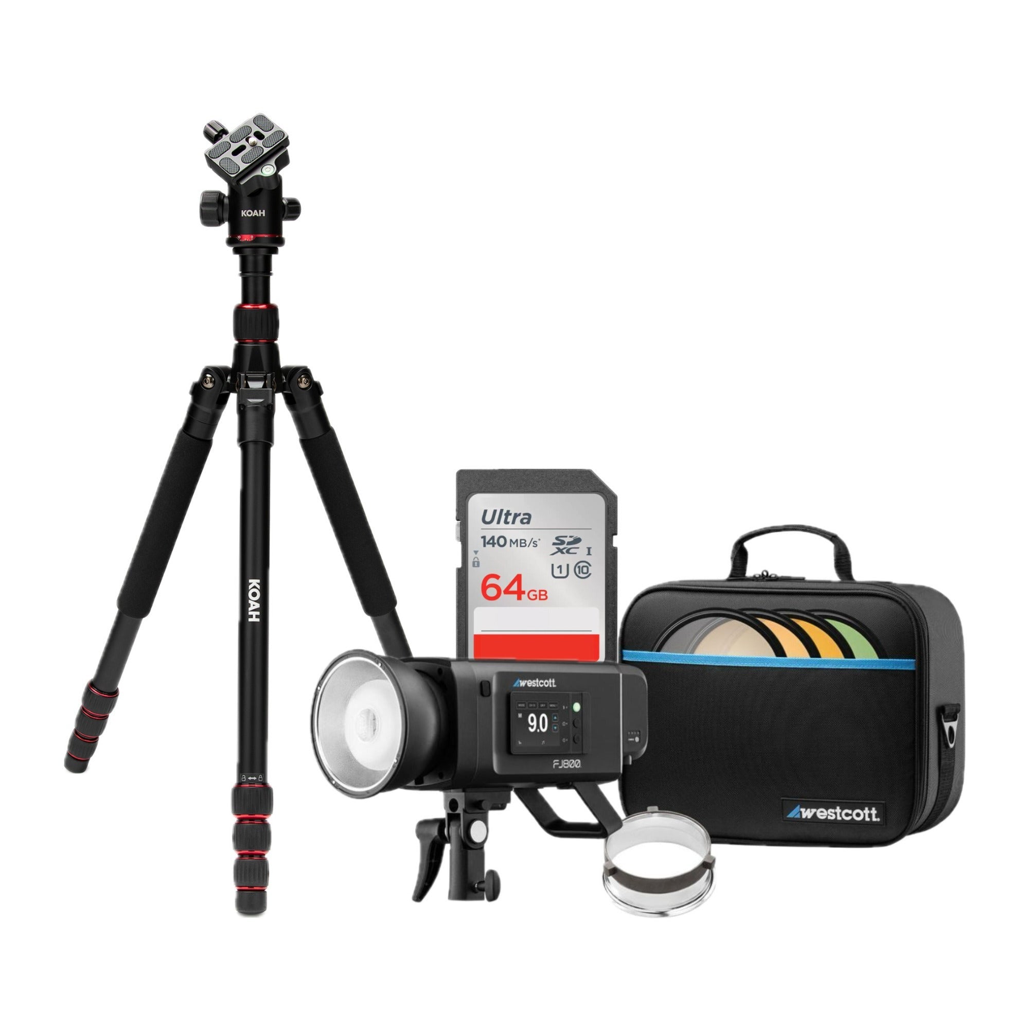 Westcott FJ800 Touchscreen Strobe Bundle with Tripod and 64GB Memory Card