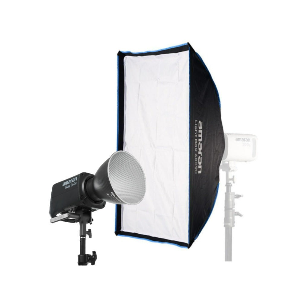 Amaran Ray 360c Full-Color COB Video Light (US) with Light Box 60x90 Softbox