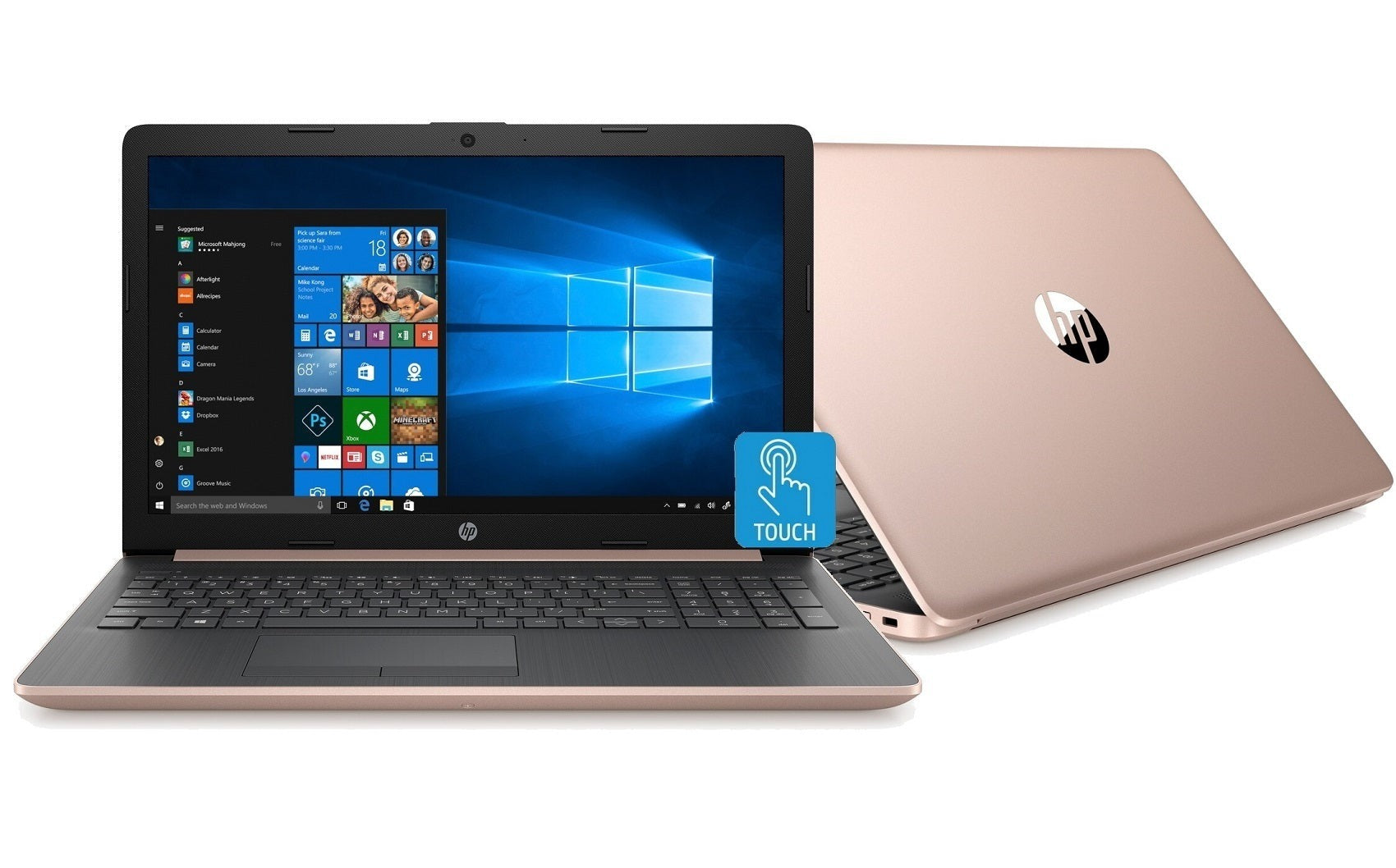 HP Laptop 15, 15.6" HD Touch, AMD Ryzen 5 Pro 3500U, 12GB RAM, 1TB HDD, Microsoft 365 Personal 1-Year (Pale Rose Gold) (Certified Refurbished)