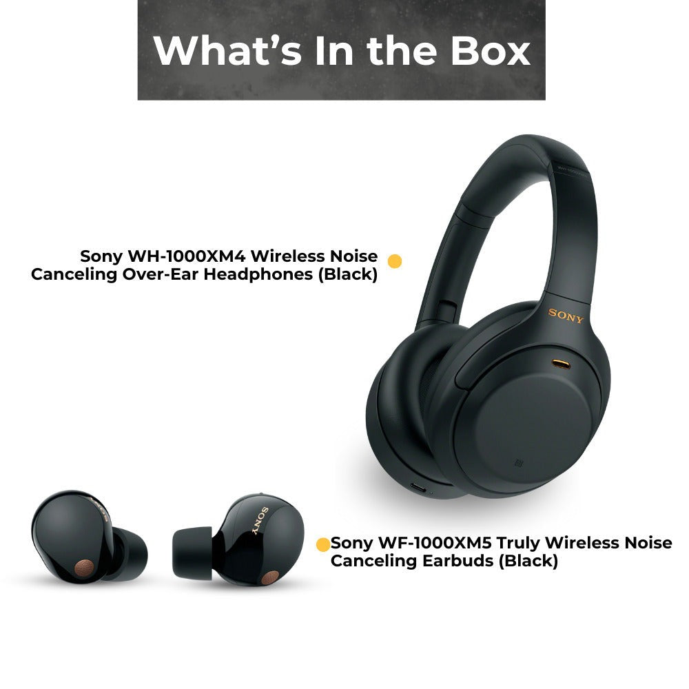 Sony WH 1000XM4 Wireless Noise Canceling Over Ear Black Headphones Bundle